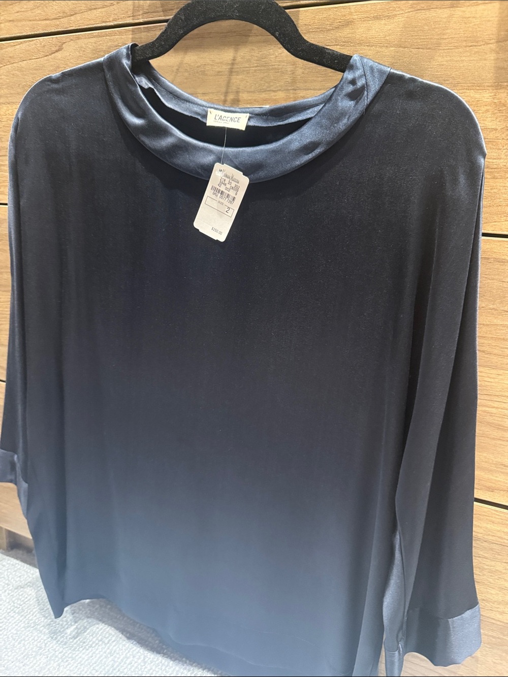 L'AGENCE Navy Silk blouse nwt size 2
